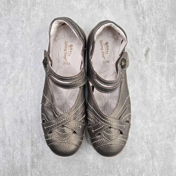 Spring Step Comfort Flats Leather Bronze Maryjane Minimalist Walking Shoes 6.5-7 - Picture 2 of 11
